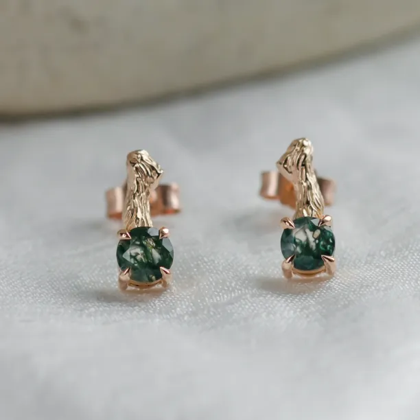 Unusual moss agate and twig earrings by ELLION Image