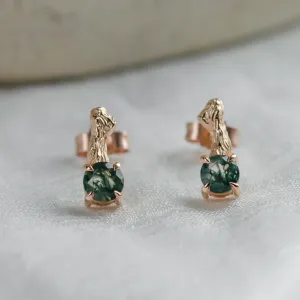 Unusual moss agate and twig earrings by ELLION Thumbnail