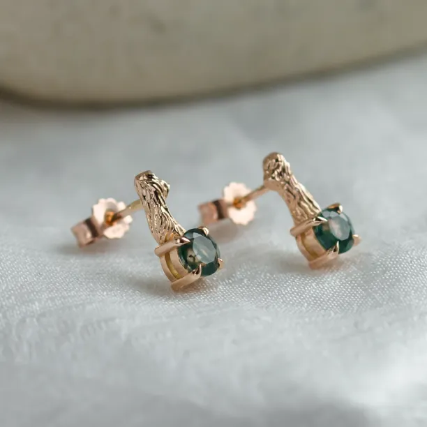 Unusual moss agate and twig earrings by ELLION Image