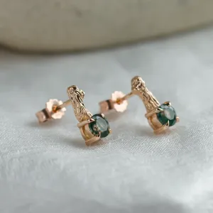Unusual moss agate and twig earrings by ELLION Thumbnail