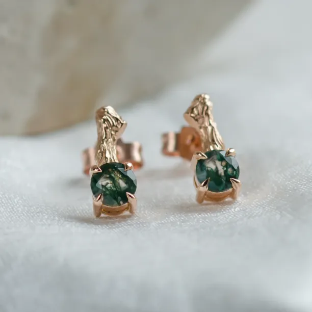 Unusual moss agate and twig earrings by ELLION Image