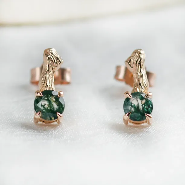 Unusual moss agate and twig earrings by ELLION Image