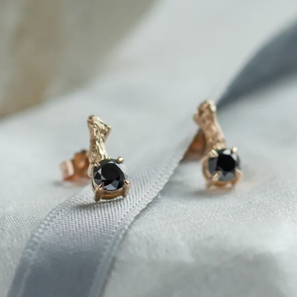 Stud earrings with black diamonds and twig SEAN Image