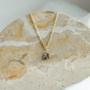 Dainty gold pendant with salt and pepper diamond CADIE Thumbnail