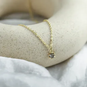 Dainty gold pendant with salt and pepper diamond CADIE Thumbnail