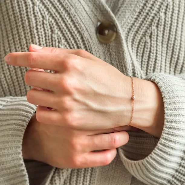 Minimalist bracelet with bezel salt and pepper diamond SANDY Image