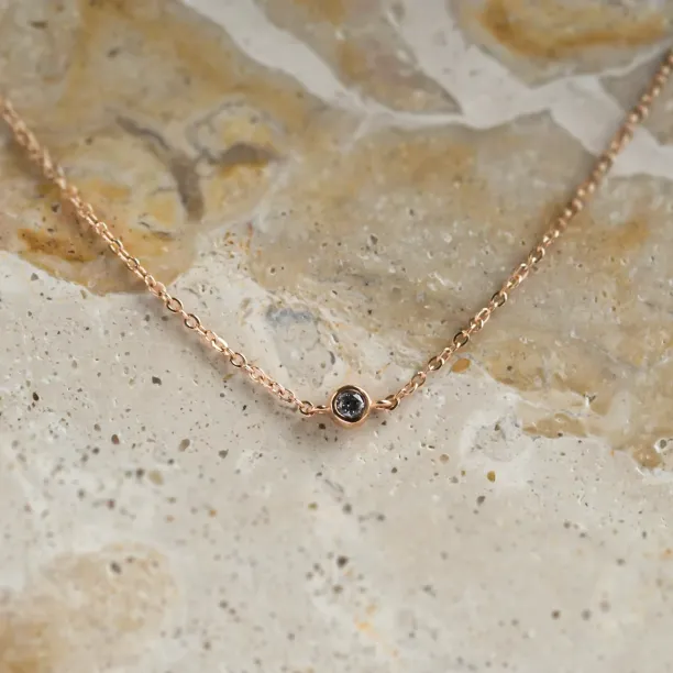 Minimalist bracelet with bezel salt and pepper diamond SANDY Image