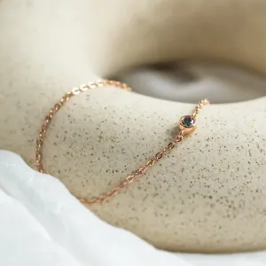 Minimalist bracelet with bezel salt and pepper diamond SANDY Thumbnail