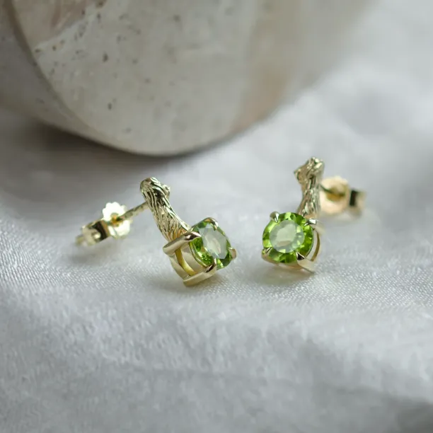 Stud earrings with peridot and twig DEAN Image