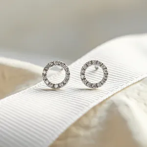 Circle diamond stud earrings CARLEEN Thumbnail