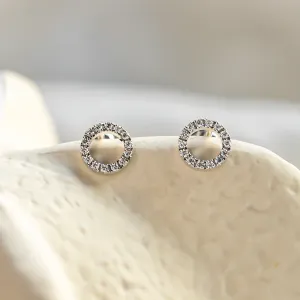 Circle diamond stud earrings CARLEEN Thumbnail