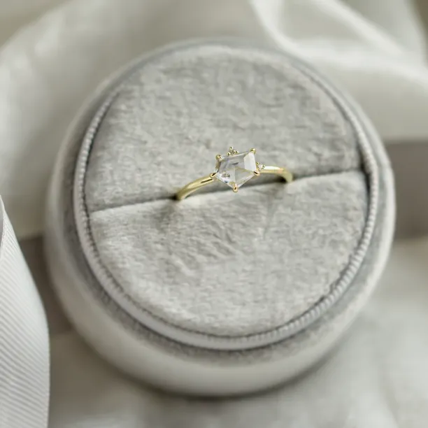 Unusual engagement ring with white sapphire in atypical shape MARIAH Image