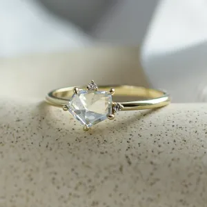 Unusual engagement ring with white sapphire in atypical shape MARIAH Thumbnail