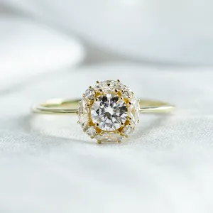 Romantic halo moissanite engagement ring ÉDITH