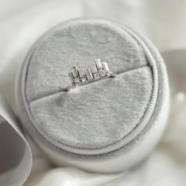 Unusual geometric ring with moissanites in art deco style TAMARA Image