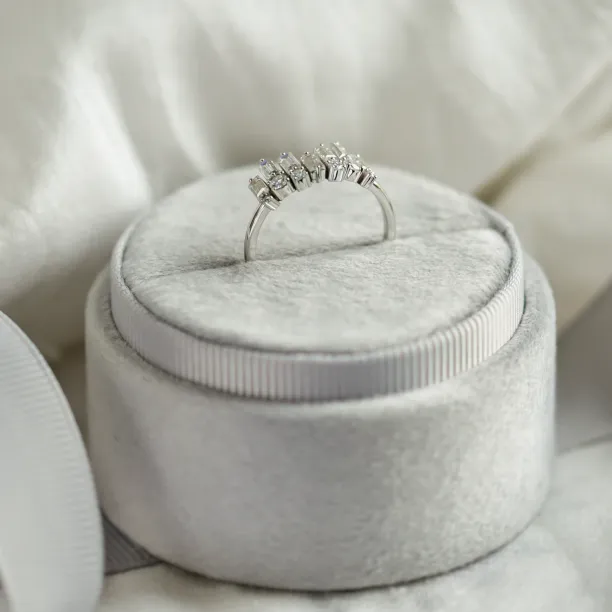 Unusual geometric ring with moissanites in art deco style TAMARA Image