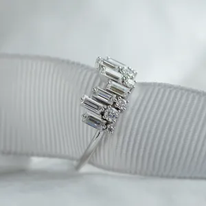 Unusual geometric ring with moissanites in art deco style TAMARA Thumbnail