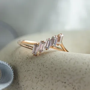 Unusual gold ring with baguette moissanite FRANCES Thumbnail