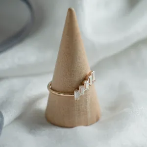 Unusual gold ring with baguette moissanite FRANCES Thumbnail