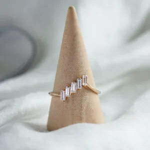 Unusual gold ring with baguette moissanite FRANCES