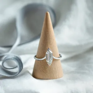 Unusual geometric ring with long hexagon cut moissanite ANYA Thumbnail