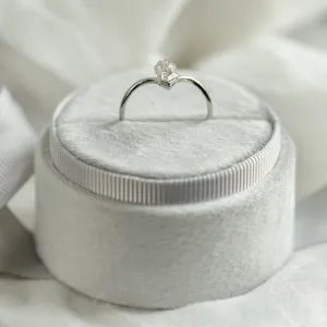 Unusual geometric ring with long hexagon cut moissanite ANYA Thumbnail