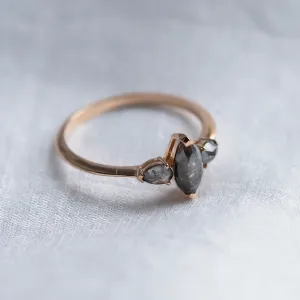 Unusual vintage engagement ring with salt and pepper diamonds RHEA Thumbnail