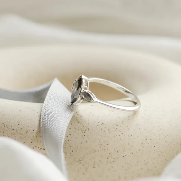 Unusual vintage engagement ring with salt and pepper diamonds RHEA Image