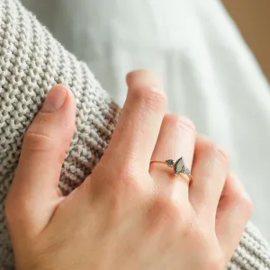 Unusual vintage engagement ring with salt and pepper diamonds RHEA Thumbnail