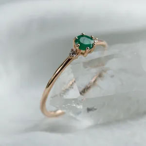 Engagement ring with emerald and side diamonds AVA Thumbnail