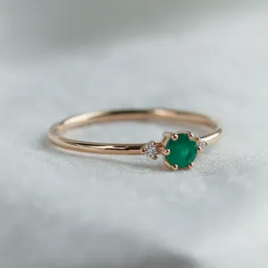 Engagement ring with emerald and side diamonds AVA Thumbnail