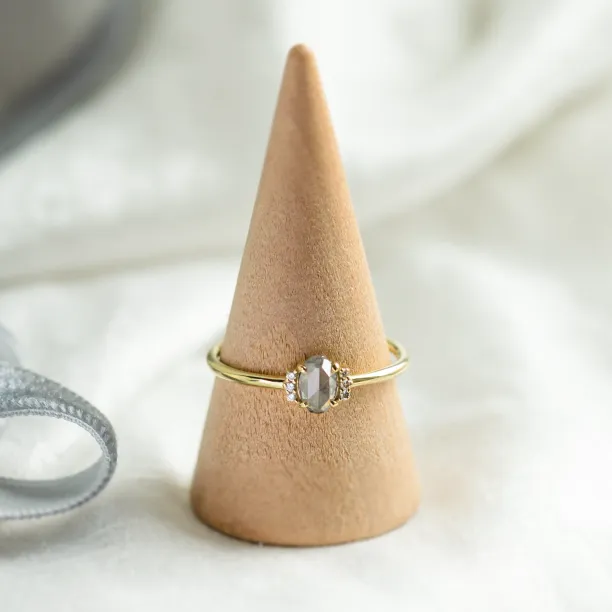 Vintage engagement ring with salt and pepper diamond and classic diamonds KYLA Image