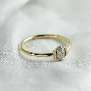Vintage engagement ring with salt and pepper diamond and classic diamonds KYLA Thumbnail