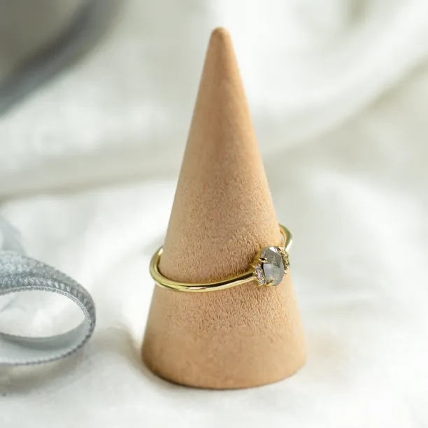 Vintage engagement ring with salt and pepper diamond and classic diamonds KYLA Image