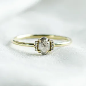 Vintage engagement ring with salt and pepper diamond and classic diamonds KYLA Thumbnail