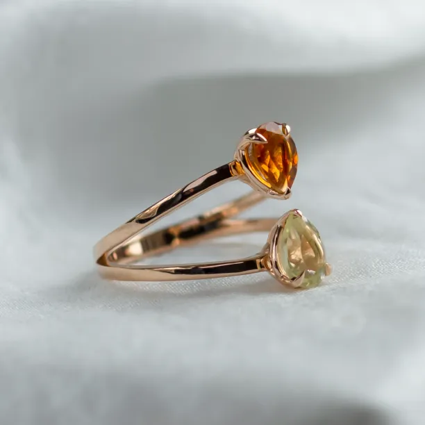 Toi et Moi ring with citrine and lemon quartz ASTRA Image