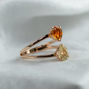 Toi et Moi ring with citrine and lemon quartz ASTRA Thumbnail