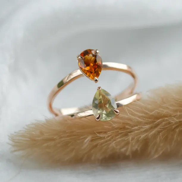 Toi et Moi ring with citrine and lemon quartz ASTRA Image