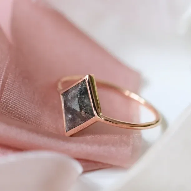 Unique engagement ring with salt and pepper diamond ERISIA Image