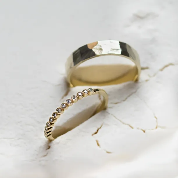 Original wedding rings with diamonds PAIR Image