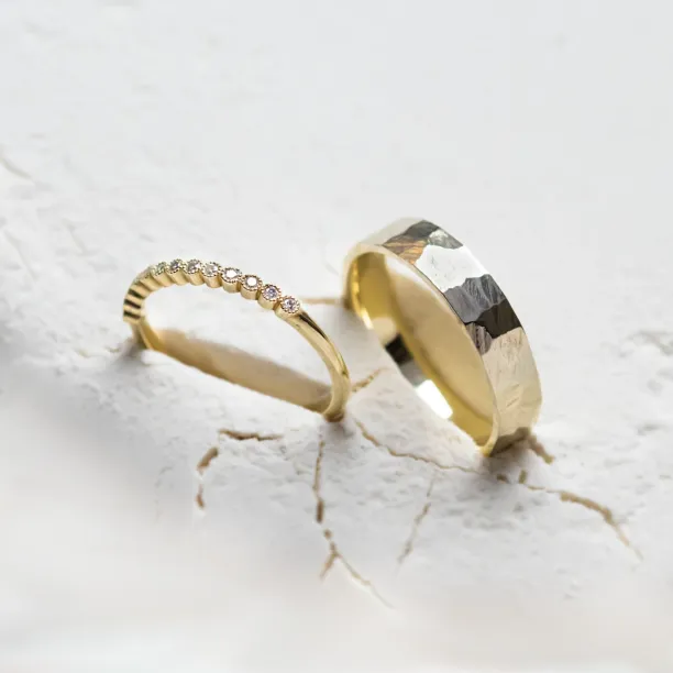 Original wedding rings with diamonds PAIR Image