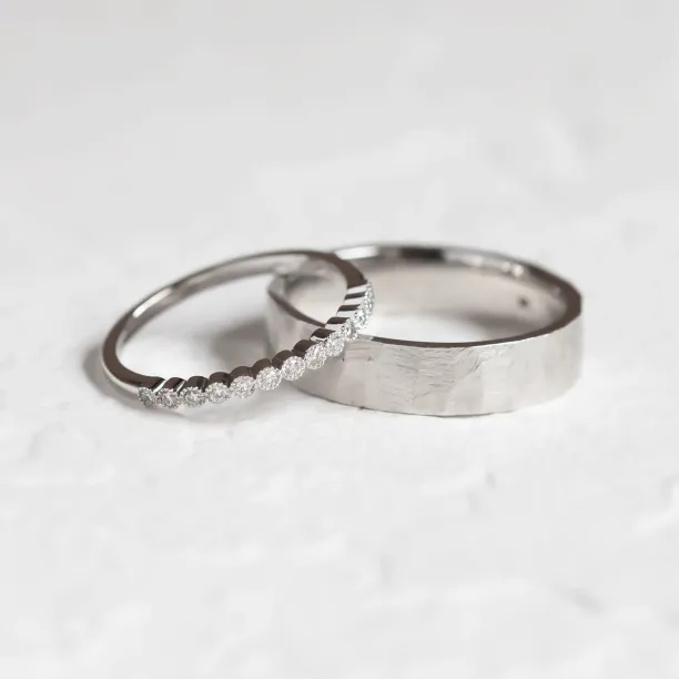 Original wedding rings with diamonds PAIR Image