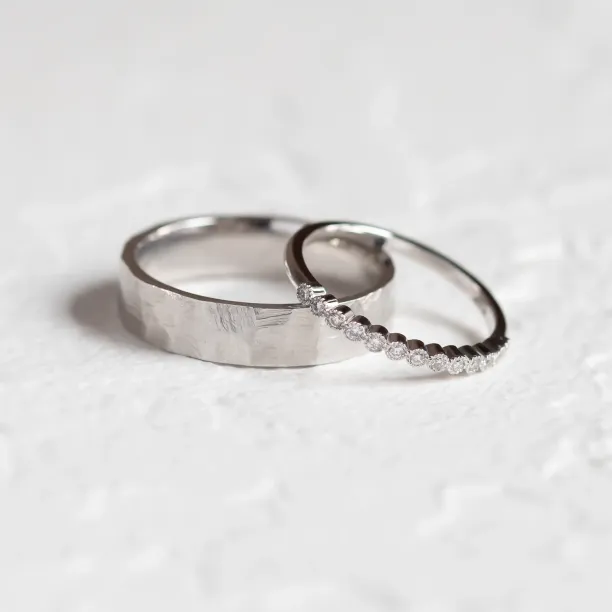 Original wedding rings with diamonds PAIR Image