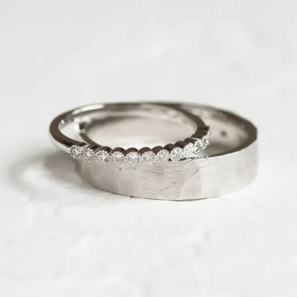Original wedding rings with diamonds PAIR Image