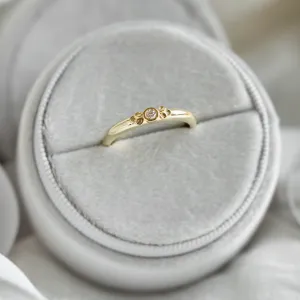 Engagement ring with a diamond and massive hoop JUNE Thumbnail