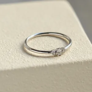 Minimalist engagement ring with diamonds JUDY Thumbnail