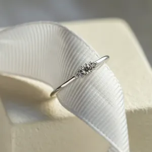 Minimalist engagement ring with diamonds JUDY Thumbnail