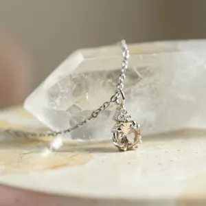 Romantic gold necklace with lepidocrocite and side diamonds LOVELY Thumbnail