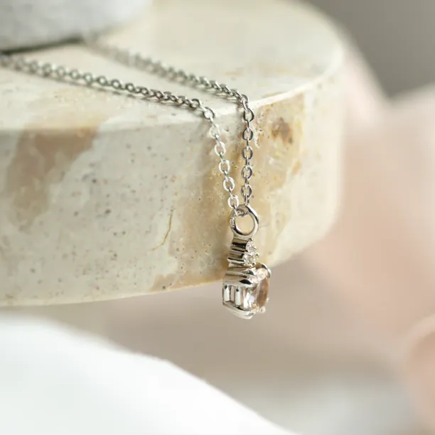 Romantic gold necklace with lepidocrocite and side diamonds LOVELY Image