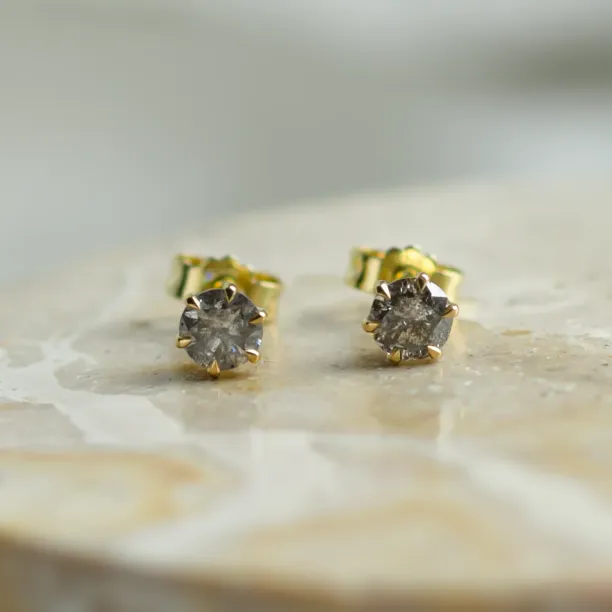 Minimalist earrings with salt and pepper diamonds PARKER Image